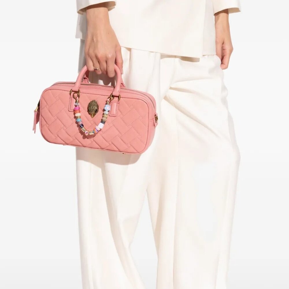 Kurt Geiger London $255 Small Kensington Quilted Duffle Pink Suede Combo NWT! - Picture 5 of 10